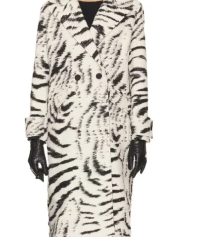 Karla Mosley Beyond The Gates Zebra Print Wool Blend Coat Front