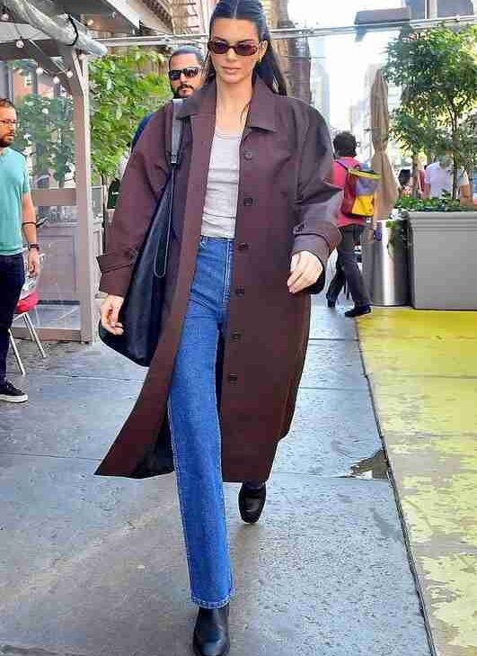 Kendall Jenner Brown Knee length Coat