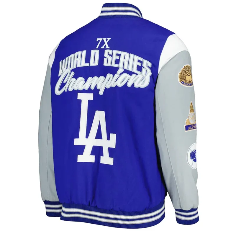 LA Dodgers Franchise Gray and Royal Blue Varsity Jackets
