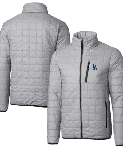 LA Dodgers Puffer Full Zip Grey Jacket