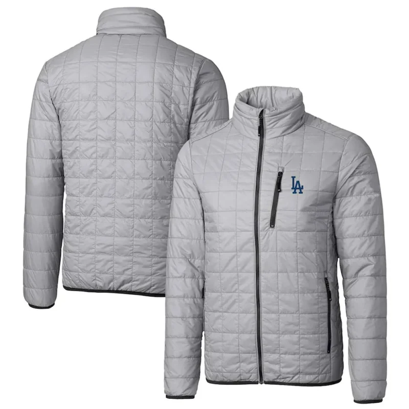LA Dodgers Puffer Full Zip Grey Jacket