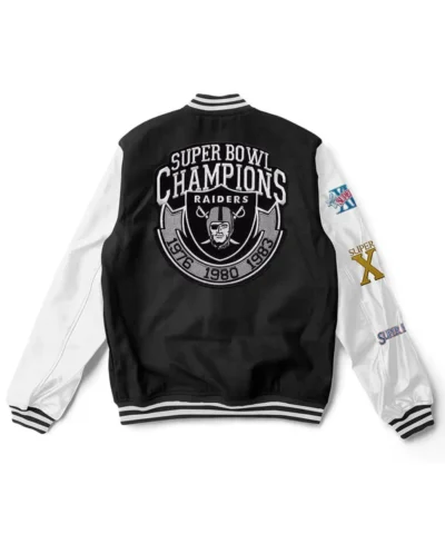 Las Vegas Raiders Letterman White and Black Jackets