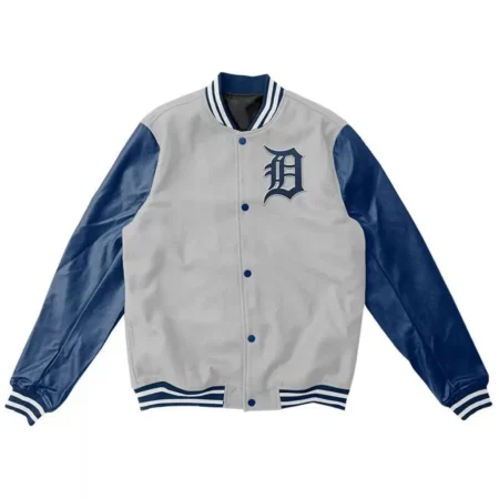 Letterman Detroit Tigers Blue and Grey Jacket
