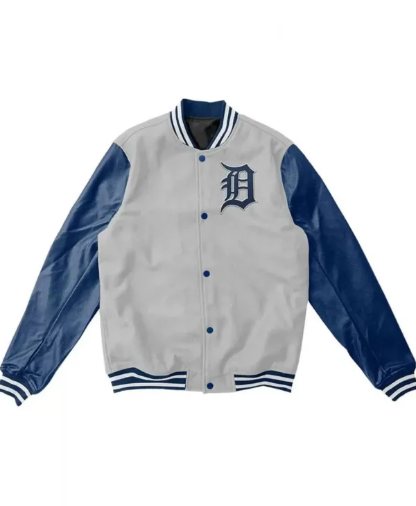 Letterman Detroit Tigers Blue and Grey Jacket