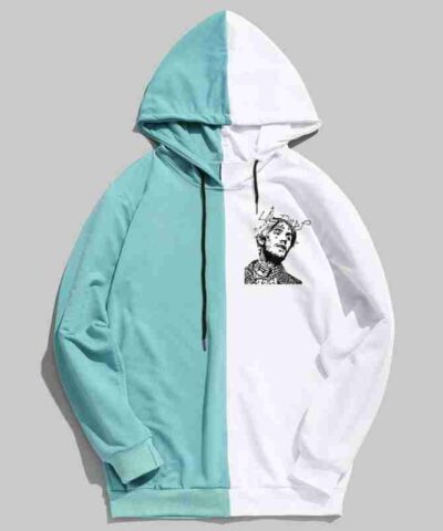 Lil Peep Graphic Half Colored Blue Hoodie