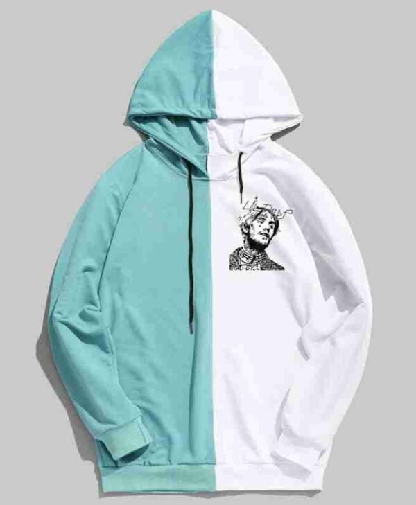 Lil Peep Graphic Half Colored Blue Hoodie
