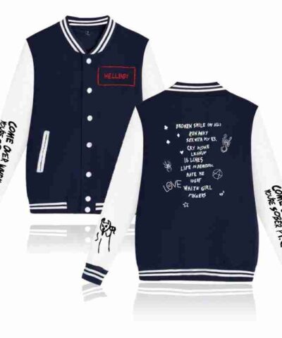 Lil Peep Love Baseball Blue Wool Jacket