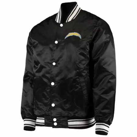 Los Angeles Chargers Black Satin Jacket scaled 1