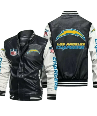 Los Angeles Chargers Black White Bomber Jacket