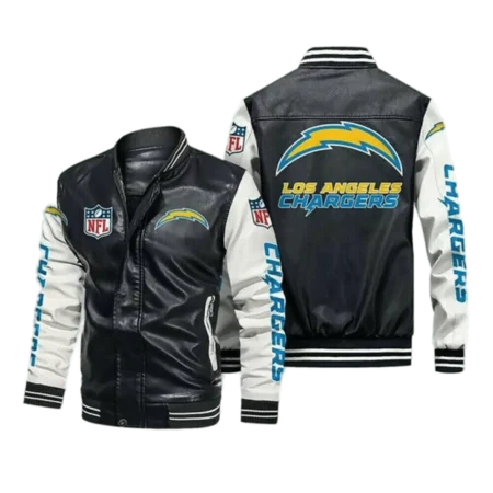 Los Angeles Chargers Black White Bomber Jacket