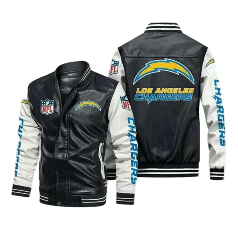 Los Angeles Chargers Black White Bomber Jacket