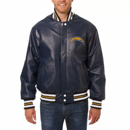 Los Angeles Chargers JH Design Navy Leather Jacket scaled 1