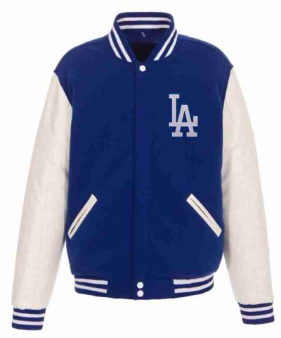Los Angeles Dodgers Fleece Jacket with Faux Leather Sleeves