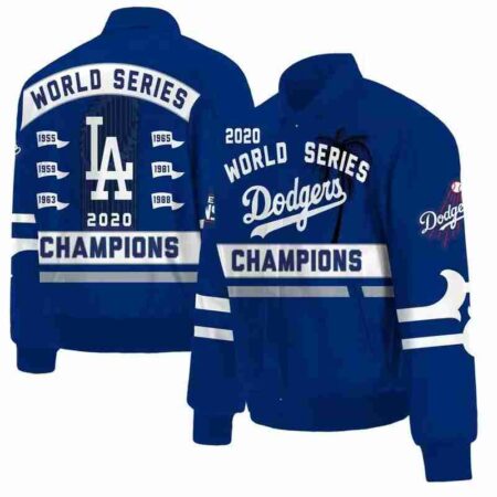 Los Angeles Dodgers JH Design 2020 World Series Champions Full Snap Leather Jacket