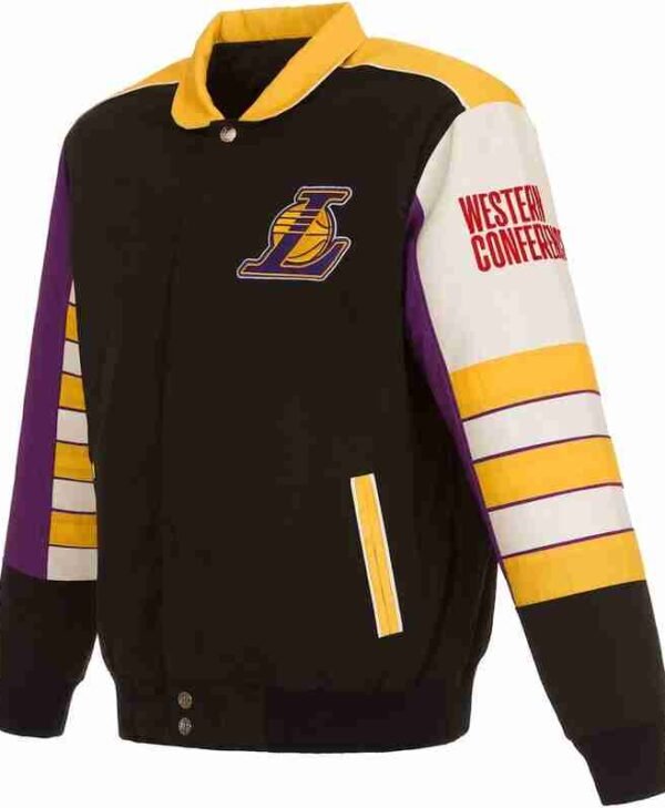 Los Angeles Lakers Black Stripe Colorblock Nylon Jacket