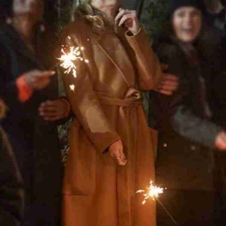 Lucy Punch Silent Night 2021 Brown Trench Coat