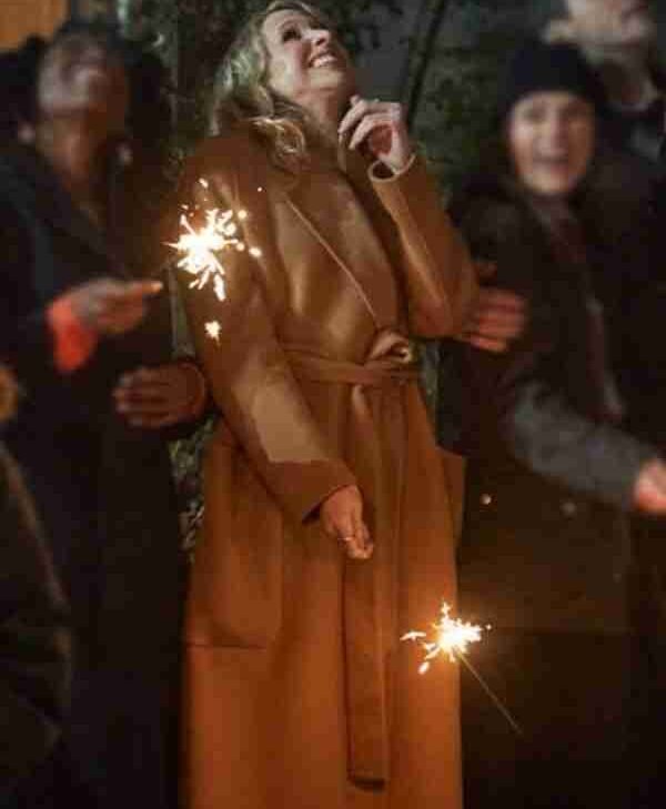 Lucy Punch Silent Night 2021 Brown Trench Coat