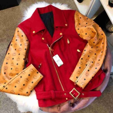 MCM Phenomenon Red Logo Biker Moto Jacket 1