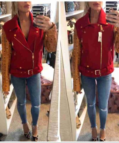 MCM Phenomenon Red Logo Biker Moto Jacket