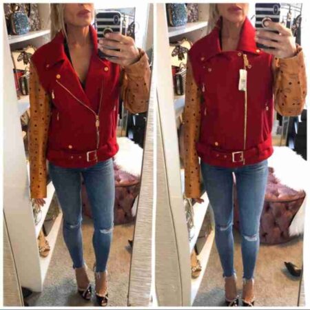 MCM Phenomenon Red Logo Biker Moto Jacket