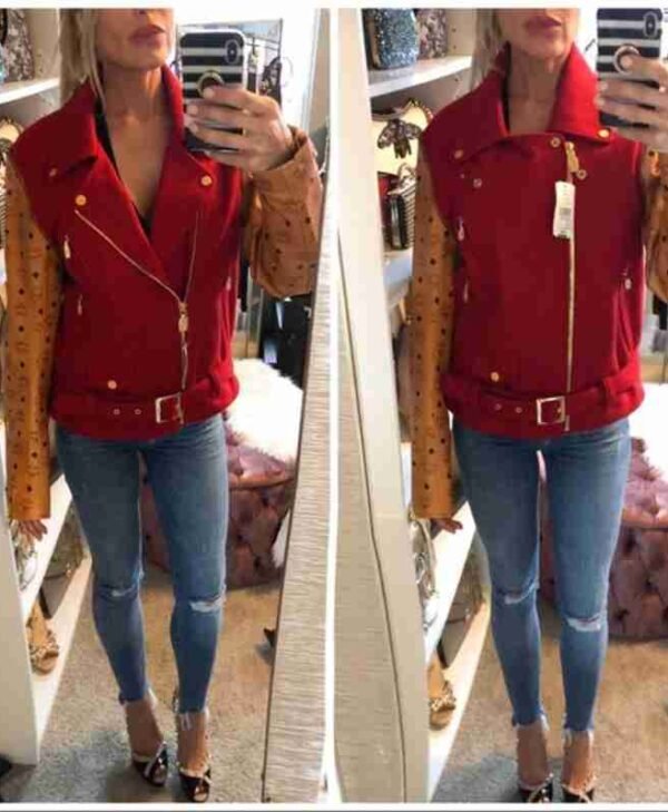 MCM Phenomenon Red Logo Biker Moto Jacket