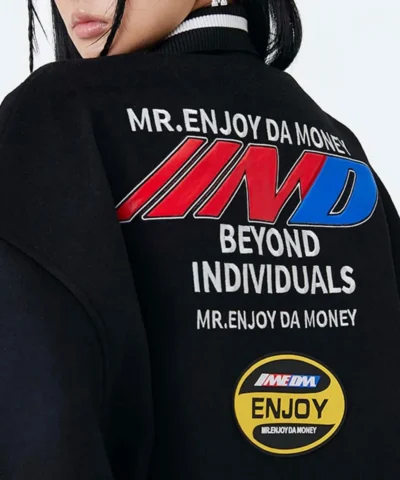 MEDM DA Money Letterman Wool Black Jackets