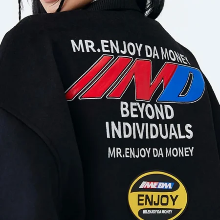 MEDM DA Money Letterman Wool Black Jackets