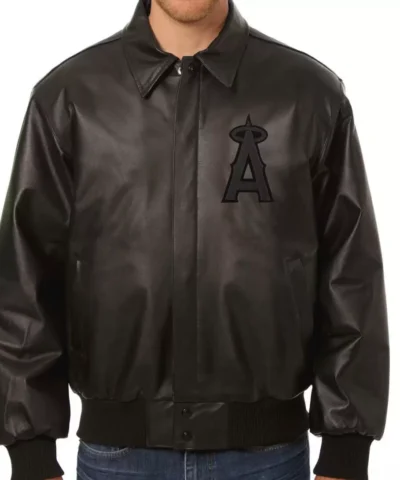 MLB Black Los Angeles Angels Leather Jacket