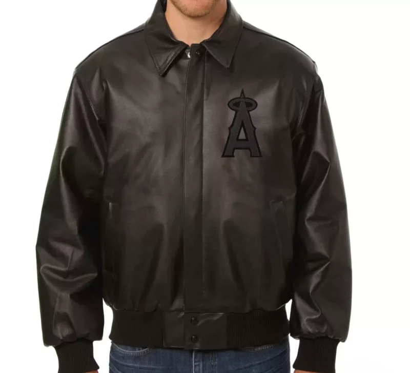MLB Black Los Angeles Angels Leather Jacket