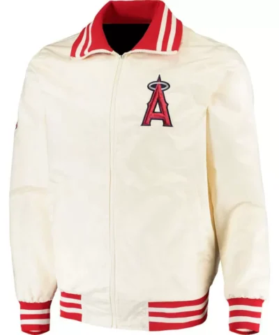 MLB Cream Los Angeles Angels Satin Jacket