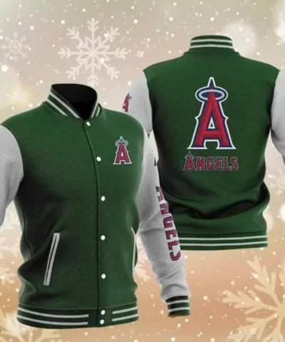 MLB Green Los Angeles Angels Baseball Varsity Jacket