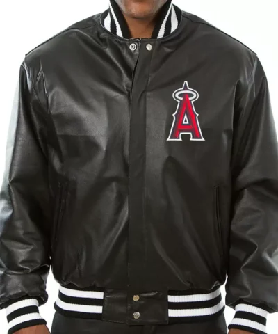 MLB Los Angeles Angels Black Leather Jacket