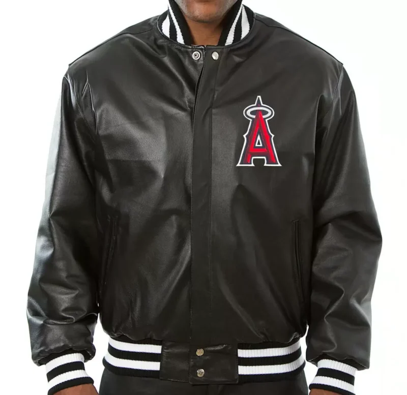 MLB Los Angeles Angels Black Leather Jacket