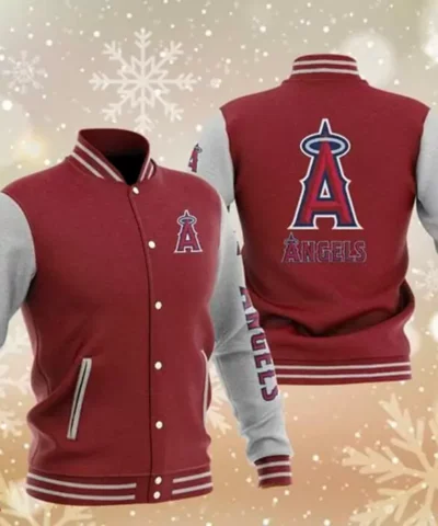 MLB Maroon Los Angeles Angels Baseball Varsity Jacket