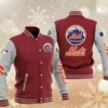 MLB Maroon New York Mets Baseball Varsity Jacket