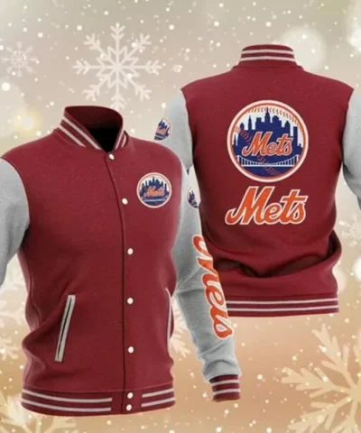 MLB Maroon New York Mets Baseball Varsity Jacket