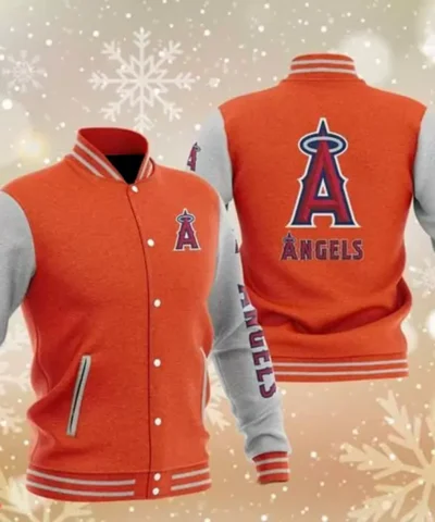 MLB Orange Los Angeles Angels Baseball Varsity Jacket