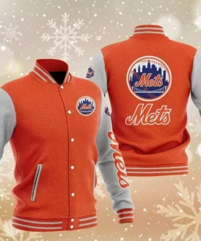 MLB Orange New York Mets Baseball Varsity Jacket