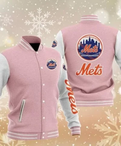 MLB Pink New York Mets Baseball Varsity Jacket