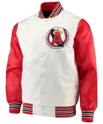MLB White And Red Los Angeles Angels Satin Jacket
