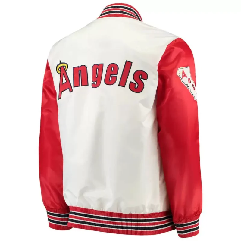 MLB White And Red Los Angeles Angels Satin Jackets