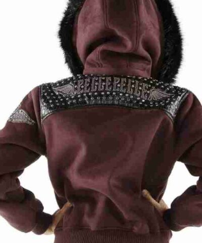 Maroon Pelle Pelle Airborne Shearling Hoodie Jacket
