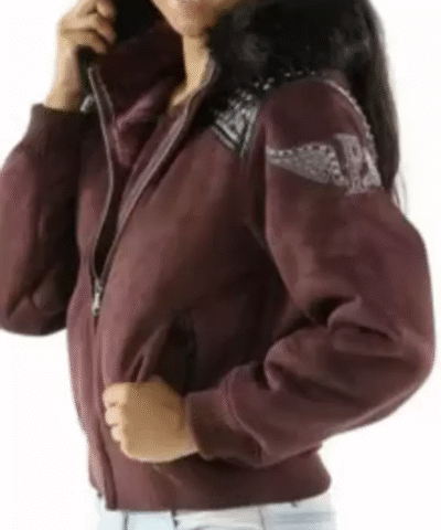 Maroon Pelle Pelle Airborne Shearling Hoodie Jacket