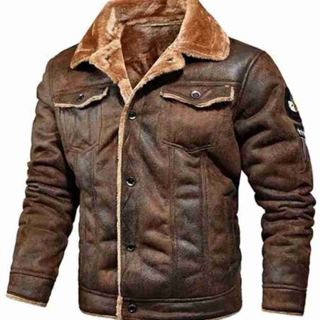 Men Aviator Bomber Leather Jacket