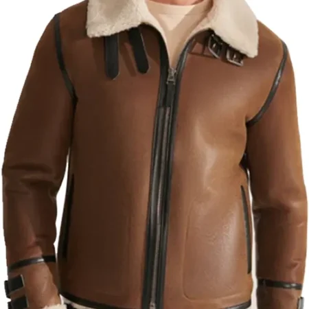 Men B3 Aviator Brown Shearling Leather Jacket