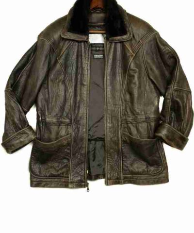 Men Pelle VTG Brown Leather Jacket