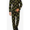 Mens Black 2 Piece Batman Style Black Suit
