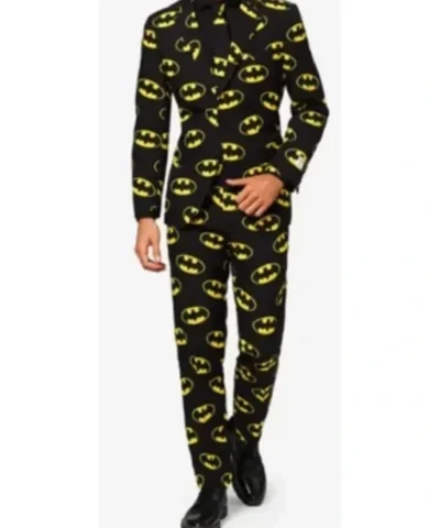 Mens Black 2 Piece Batman Style Black Suit