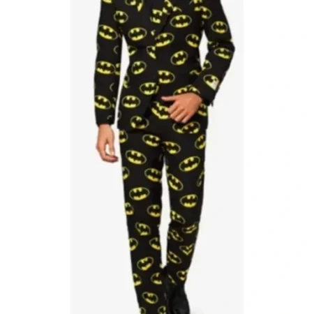 Mens Black 2 Piece Batman Style Black Suit