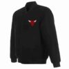 Mens Black Chicago Bulls Embroidered Wool Jacket
